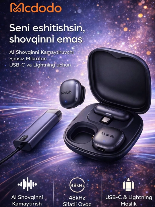 Simsiz Mikrofon Mcdodo MP-545  USB-C va Lightning, Vlog va Podcast uchun - 