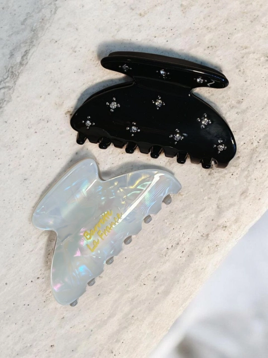 Barrette La France qisqichbaqasimon soch to‘g‘nog‘ichi, strasi va sadaf yaltirog‘i bilan