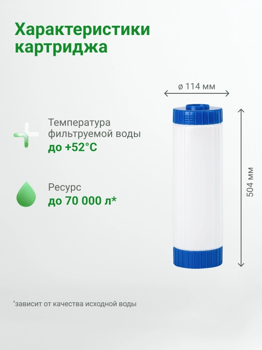 Geizer KU-20BB ko'mirli patroni — og'ir metallar va xlordan himoya, 70 000 litr resurs