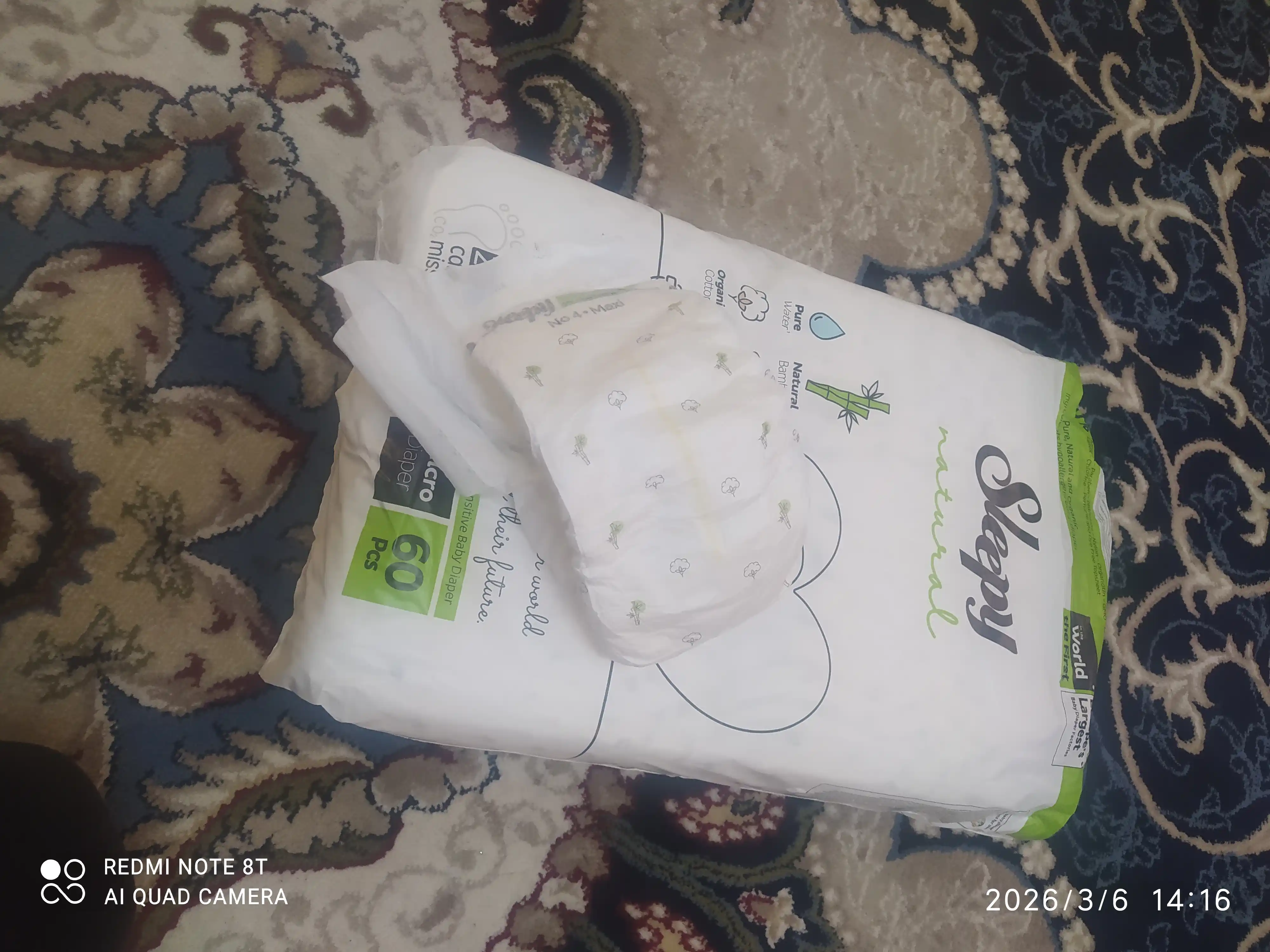 Bolalar tagliki Sleepy Natural Jumbo, №4, 7-14 kg, 60 dona
