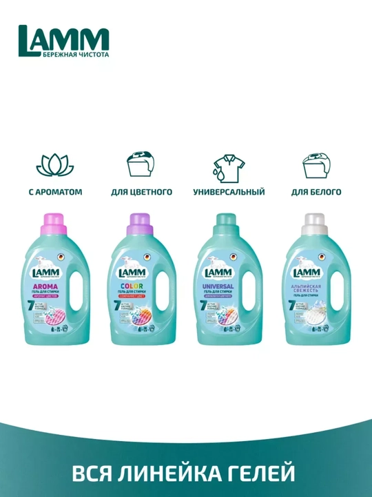 Гель для стирки LAMM 2,6 л Universal / Color – жидкий порошок для стирки белья, 50 стирок