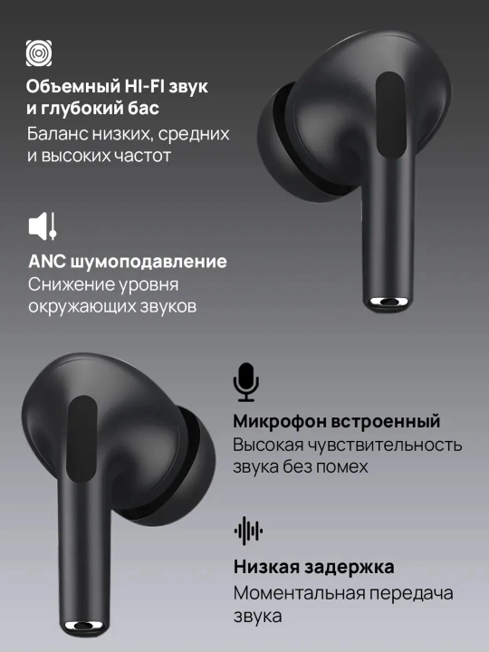 Simsiz quloqchinlar Pro 2, sensorli, iPhone va Android uchun