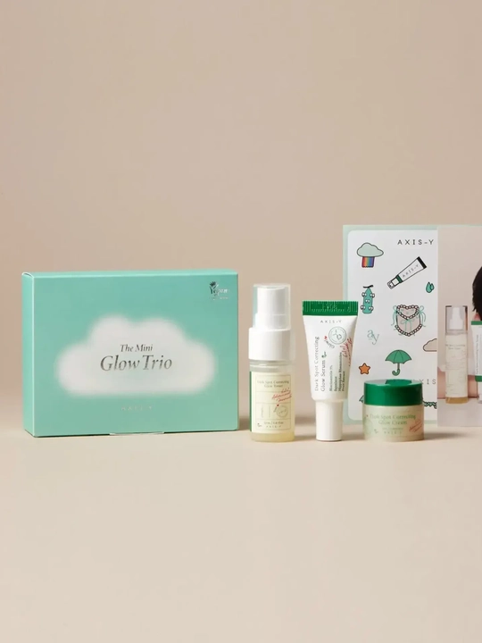 Набор для лица AXIS-Y Glow Trio - полноразмерный набор и мини-набор, Dark Spot Correcting