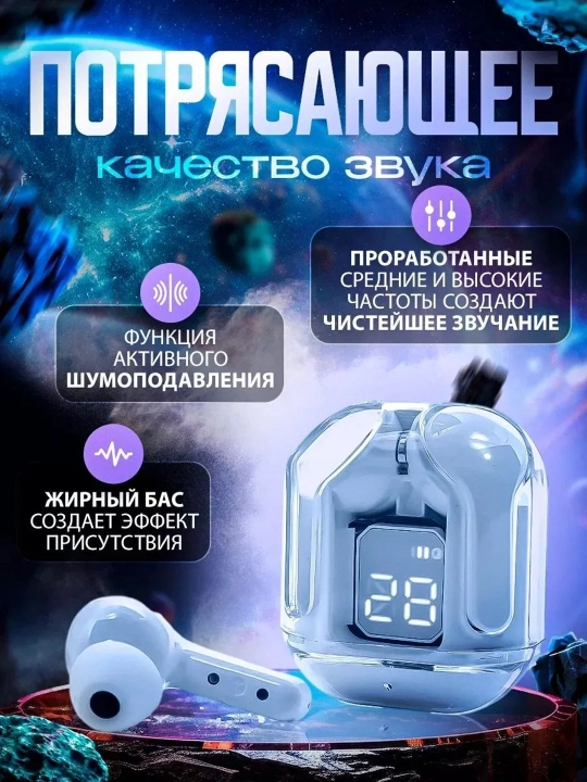Simsiz quloqchilar, displeyli, mikrofonli va shovqinni kamaytiradi