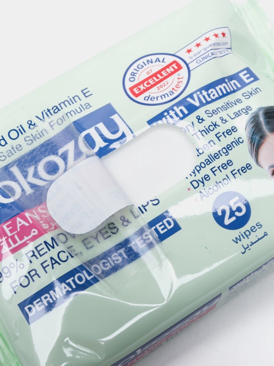 ALOKOZAY nam salfetkalar, yuz va qo‘l uchun, antibakterial va tozalovchi, 24, 25 dona