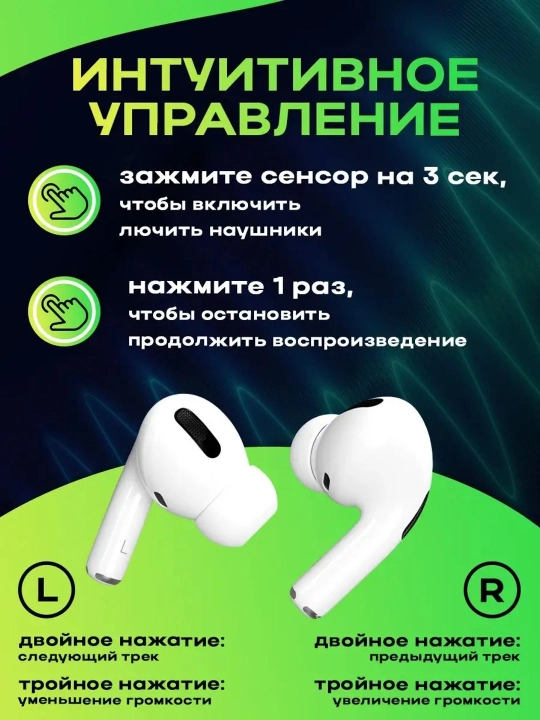 Simsiz quloqchinlar Pro 2, sensorli, iPhone va Android uchun