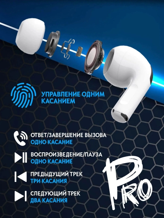 Simsiz quloqchinlar Pro 2, sensorli, iPhone va Android uchun