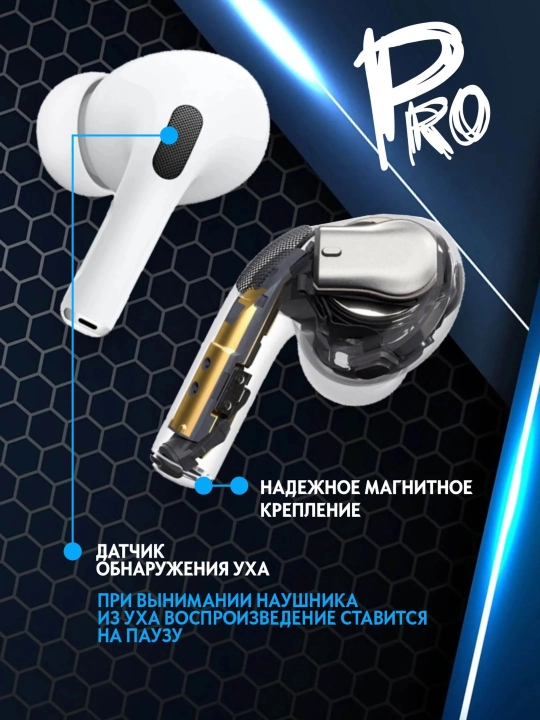 Simsiz quloqchinlar Pro 2, sensorli, iPhone va Android uchun