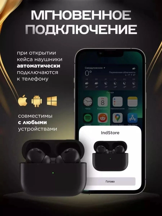 Simsiz quloqchinlar Pro 2, sensorli, iPhone va Android uchun