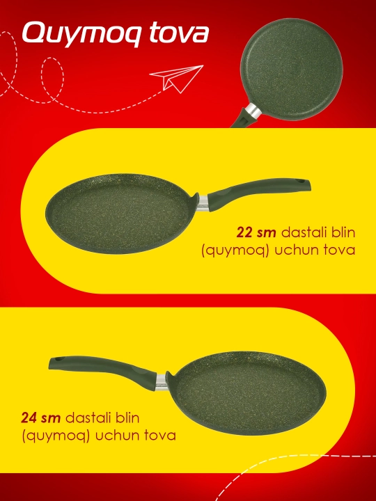Blinchik qovuradigan tova tutqich bilan Kukmara Trendy Style, malachite