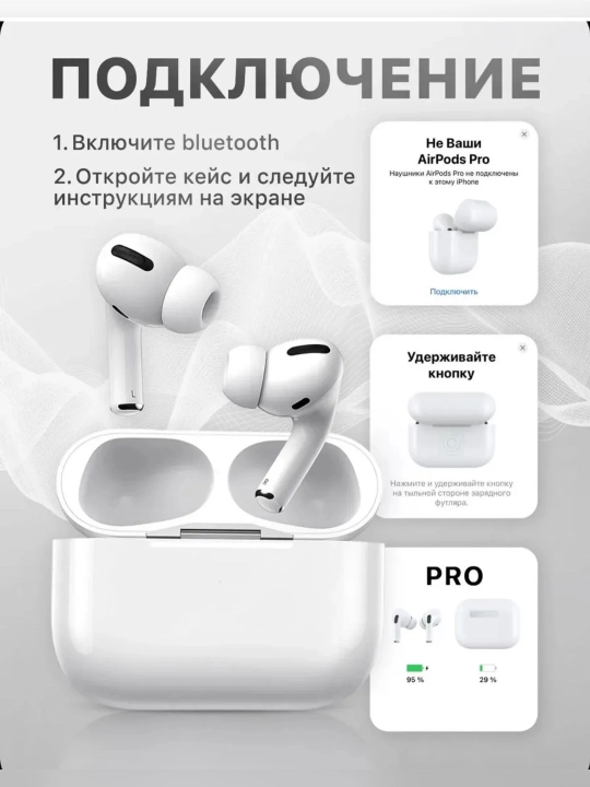 Simsiz quloqchinlar Pro 2, sensorli, iPhone va Android uchun