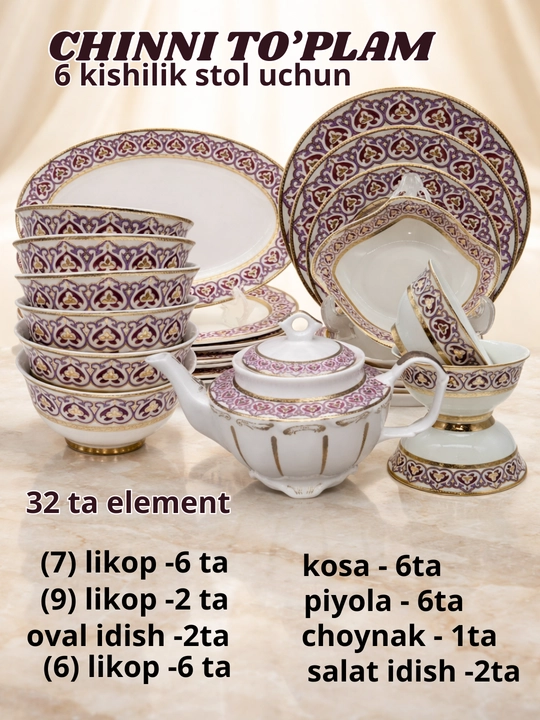 Chinni toplami, 6 kishilik, 31 ta element - 