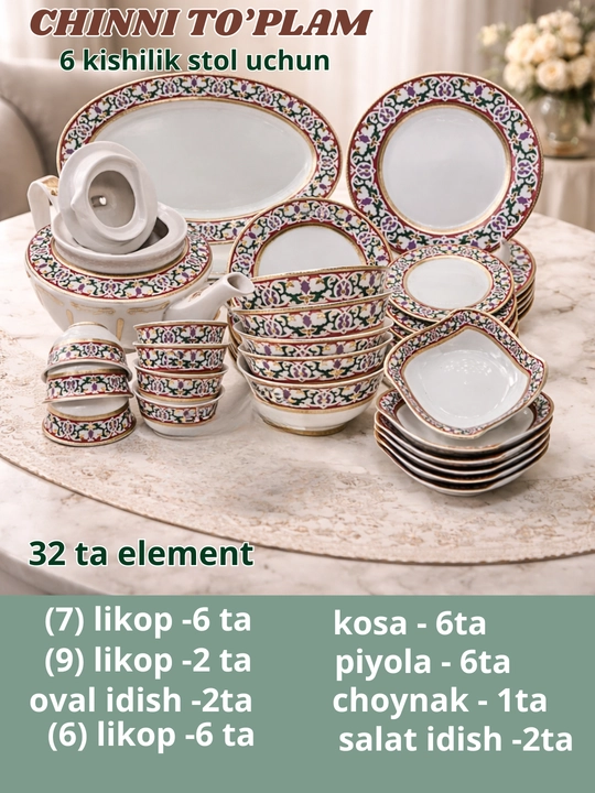 Chinni toplami, 6 kishilik, 31 ta element - 