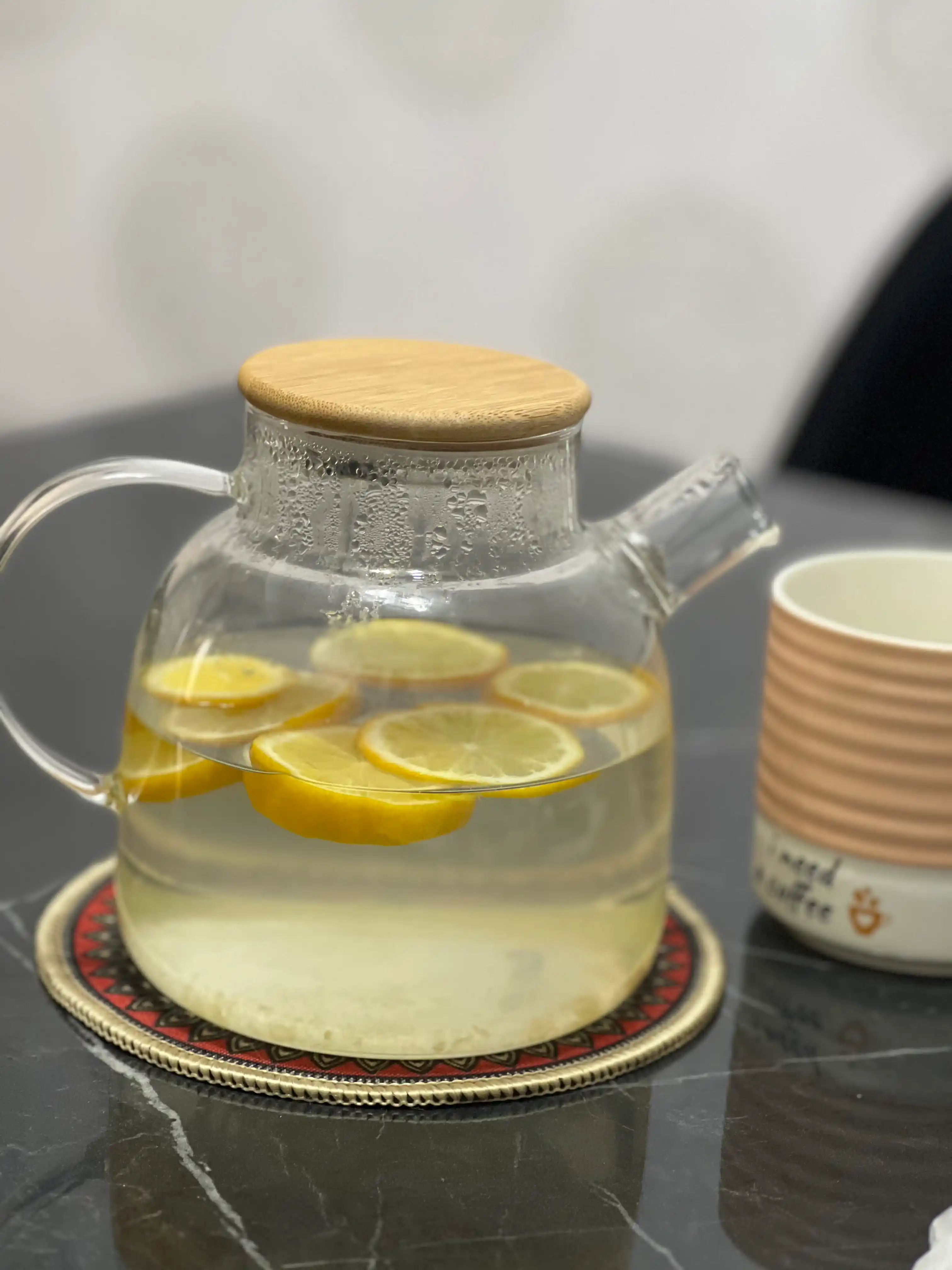 Чайник заварочный, стеклянный, с бамбуковой крышкой и ситечком