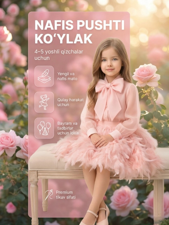 Нежное розовое платье для девочек 4–5 лет. Лёгкое, удобное, идеально для праздников - 
