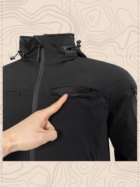 A-TAC FM24162 taktik kurtka, erkaklar softshell, kapyushonli