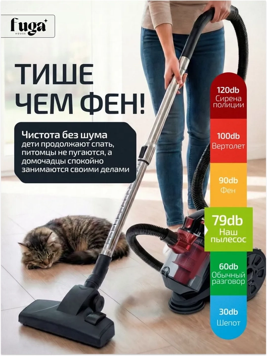 Пылесос мощный 3200W, инновационный циклонный, телескопической трубой, HEPA фильтр
