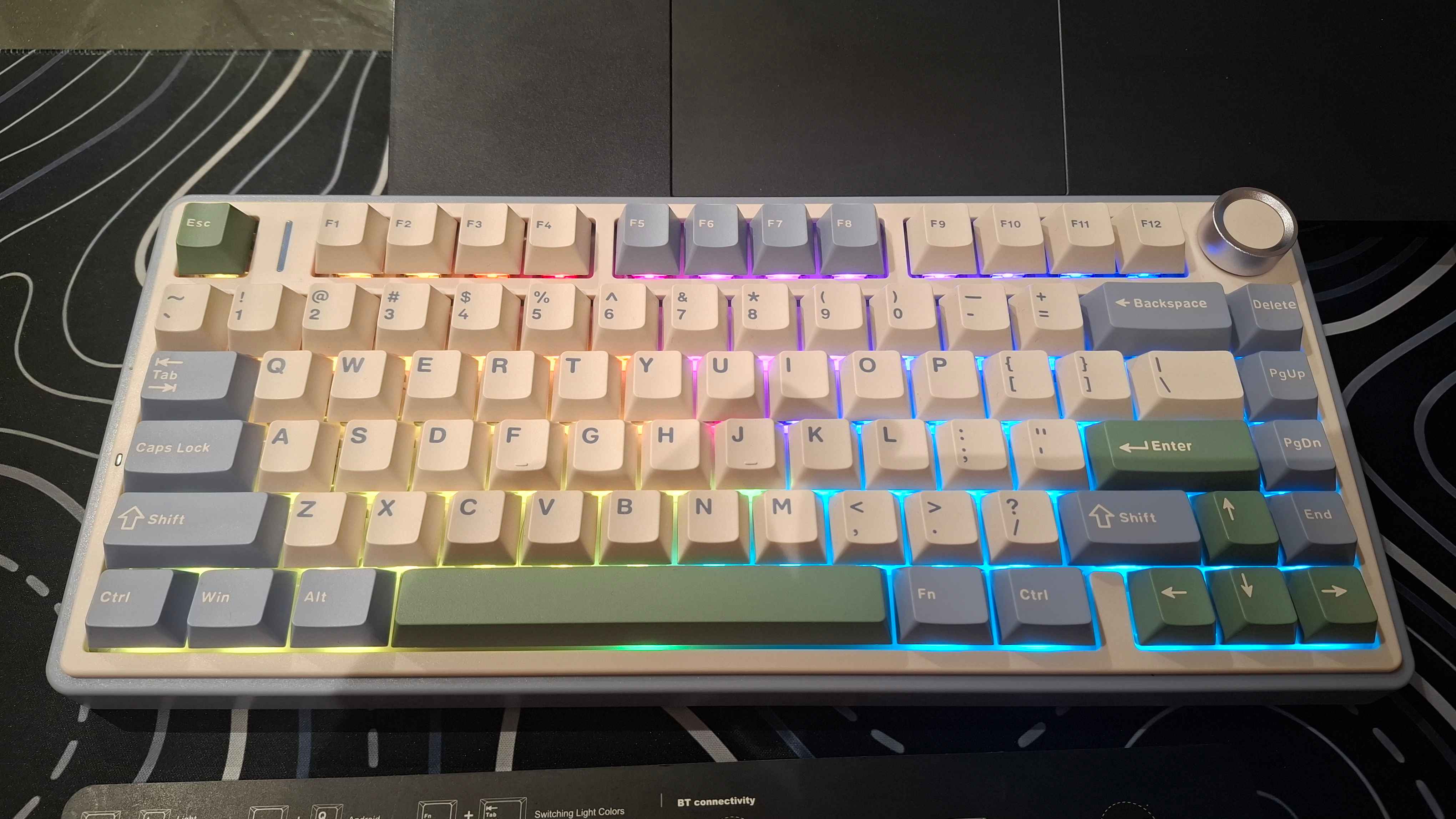 Aula F75 Simsiz + Bluetooth HotSwap RGB mexanik o‘yin klaviaturasi, qora