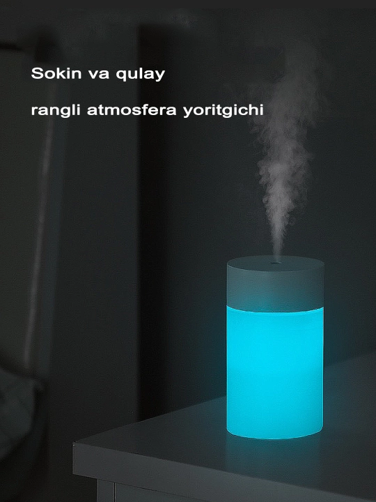 Uy, ofis, avtomobil uchun stol ustidagi yoritgichli havo namlagich