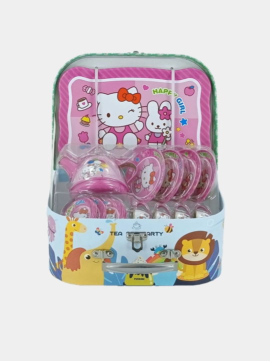 Bolalar uchun "Hello Kitty" metall choy servizi, chamadonchada - 