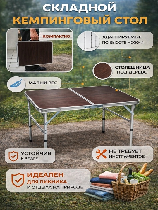 Piknik va baliq ovlash uchun yig‘ma turistik stol, yig‘ma stol