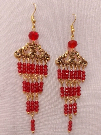 Национальные серьги женские, Handmade, элегантная модель — HANDSY-ZIRAK-БАГРОВ