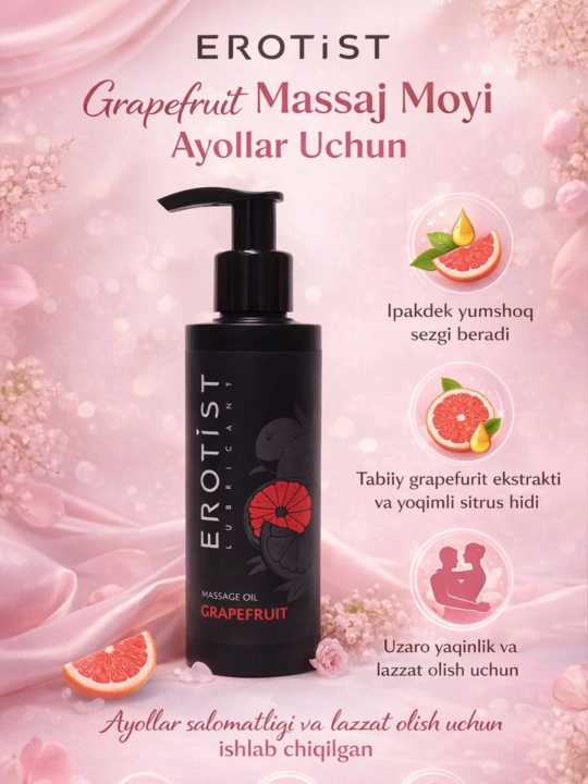 EROTIST Grapefruit massaj moyi – yaqinlik va dam olish uchun