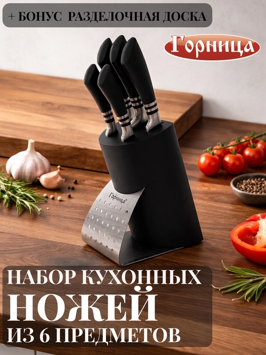 Универсальный набор ножей для кухни, 6 предметов