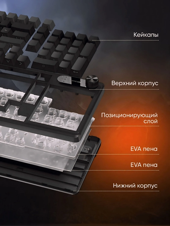Клавиатура игровая мембранная, бесшумная и компактная, водонепроницаемая c RGB подсветкой