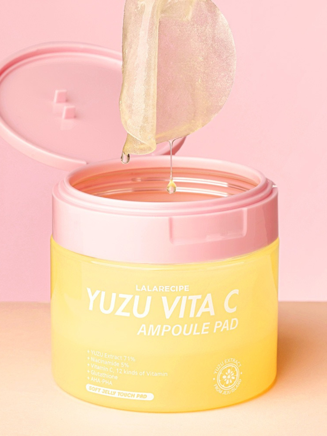 LALARECIPE Yuzu Vita C Toner Pad 80 шт — витамин C, ниацинамид 5%, AHA/PHA, сияние - 
