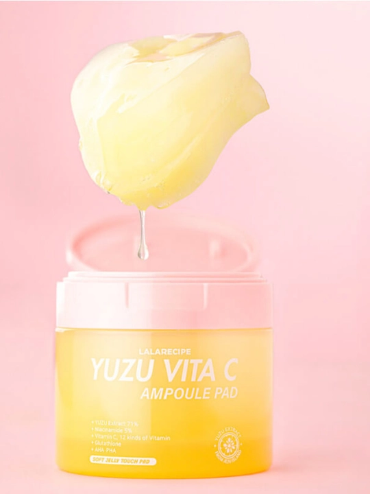LALARECIPE Yuzu Vita C Toner Pad 80 шт — витамин C, ниацинамид 5%, AHA/PHA, сияние