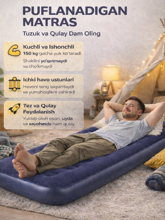 2 kishilik puflanadigan matras