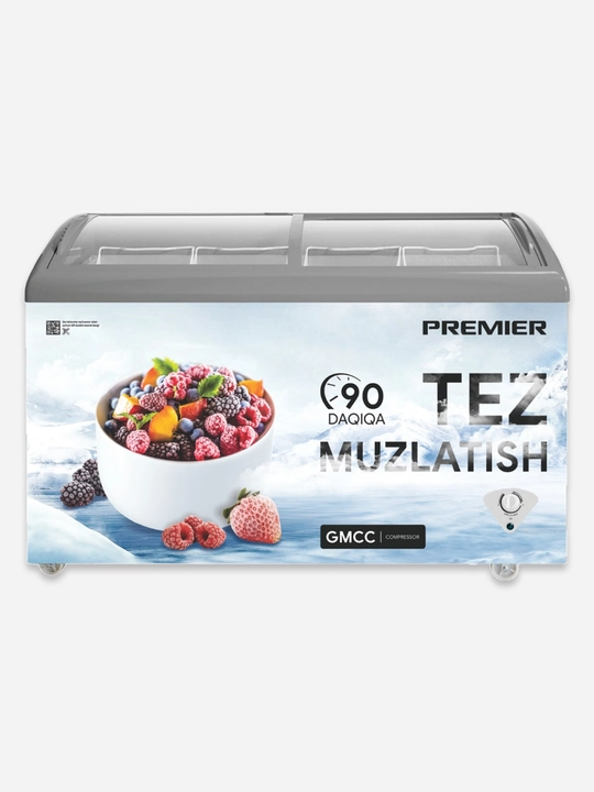 Морозильная витрина Premier PRM-346SHFR 254 л, раздвижная стеклянная крышка, GMCC