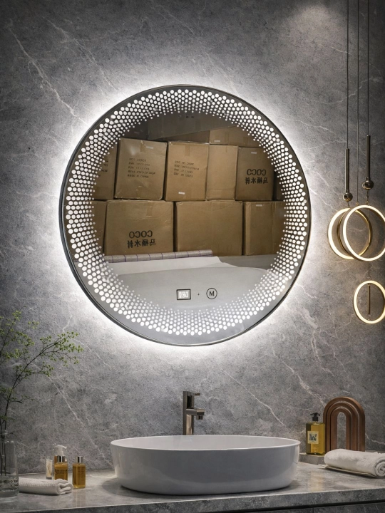 LED зеркало 70×70 см с обогревом (антизапотевание), сенсорное управление, с рамкой - 
