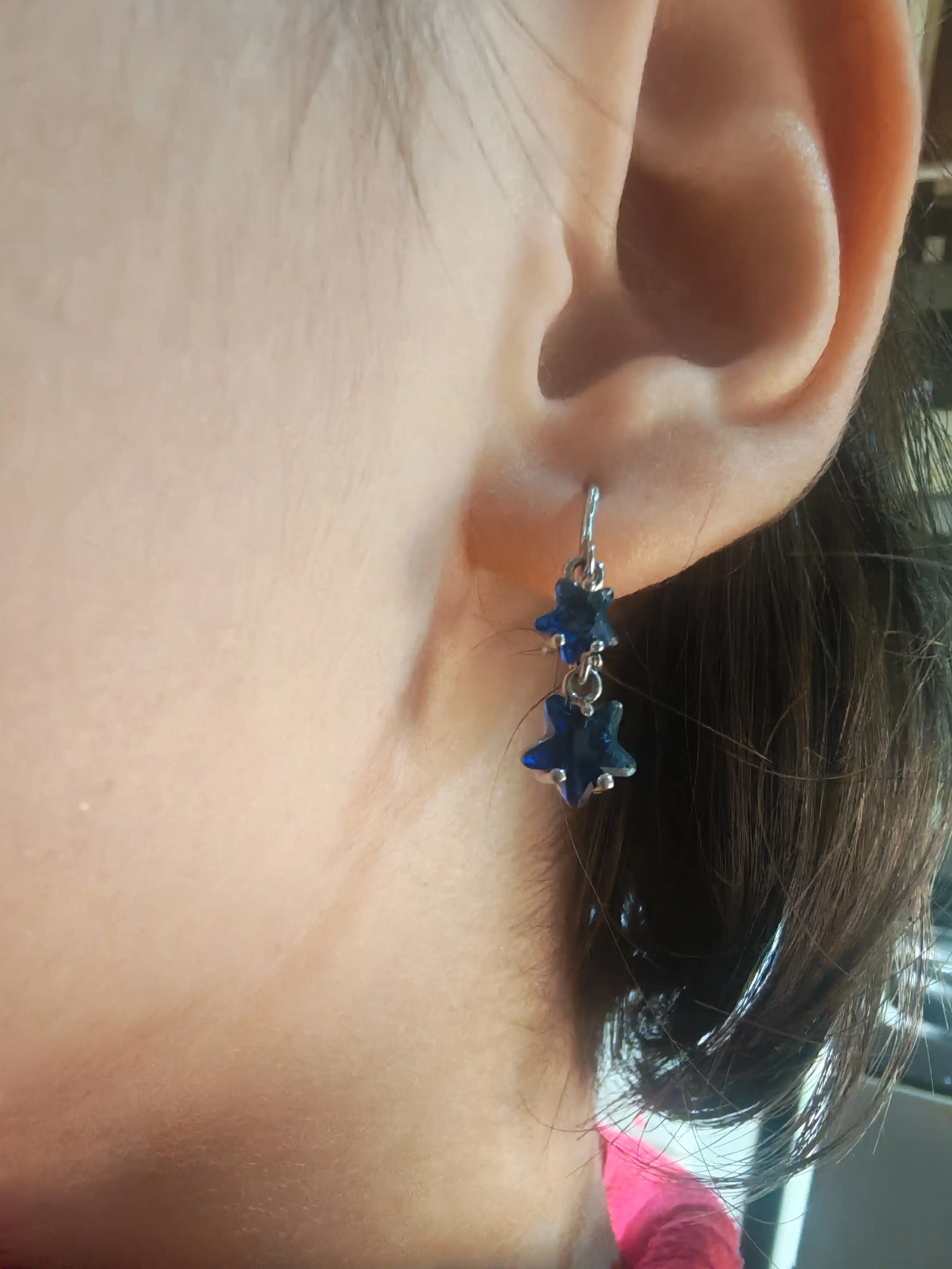 Серьги «Blue Star» — синие звёздочки  для девушек и женщин серебряное покрытие