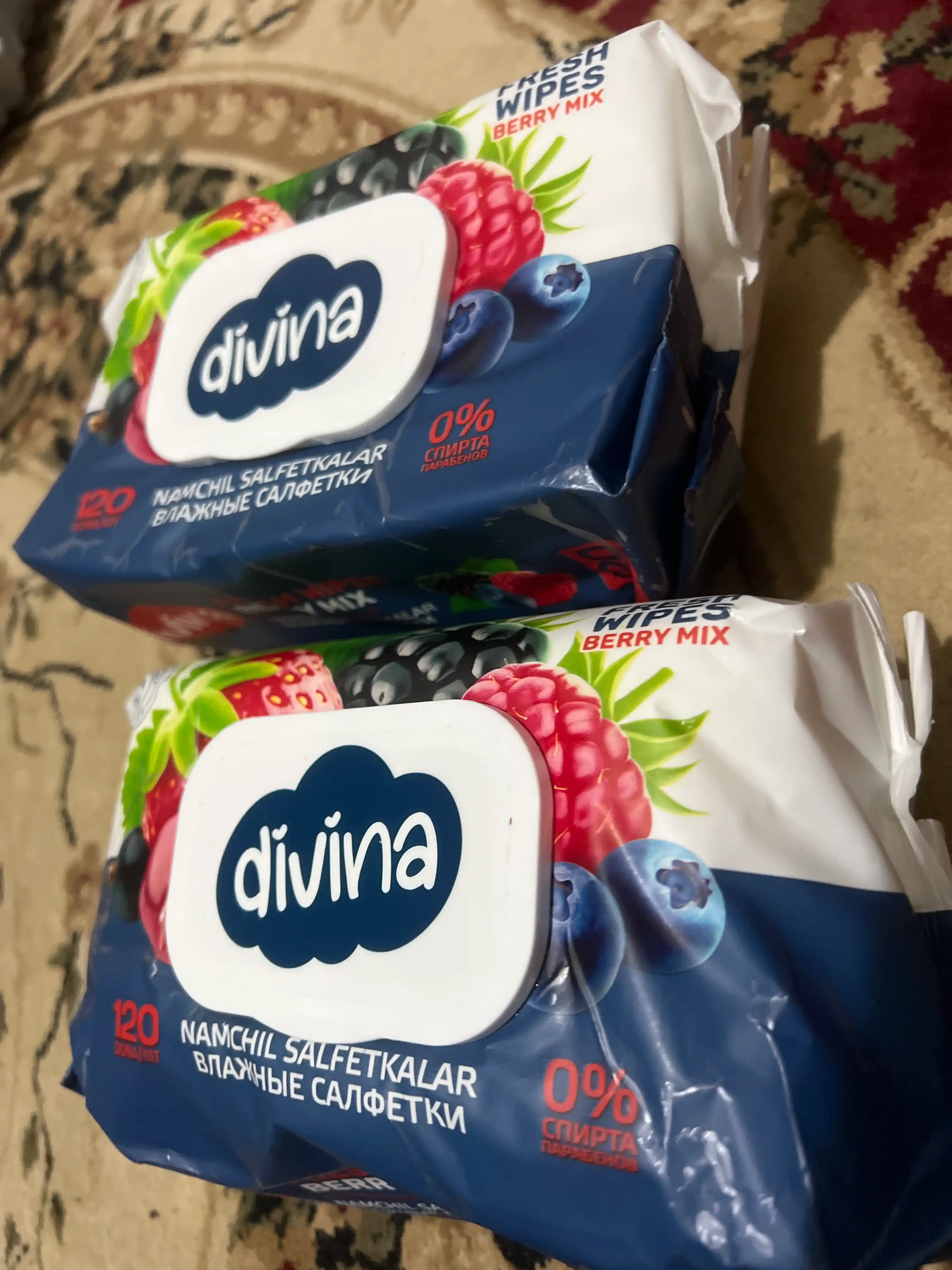 Влажные салфетки Divina, универсальные, 240 шт 2×120, без спирта, для рук, лица и тела