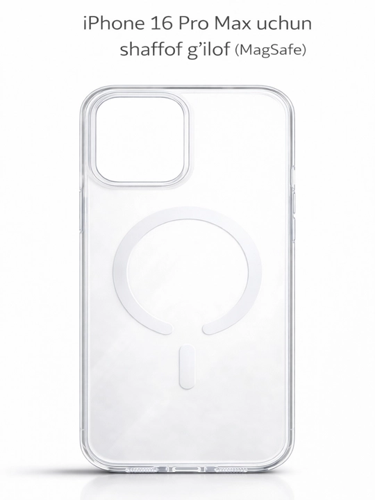 IPhone 17, 16, 15, 14, 13, 12, 11 Pro Max, Pro, Air MagSafe uchun shaffof g‘ilof