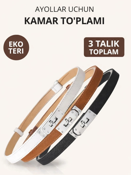Ayollar kamari, ayollar aksessuarlari, charm kamar, Tilla va Kumush broshka
