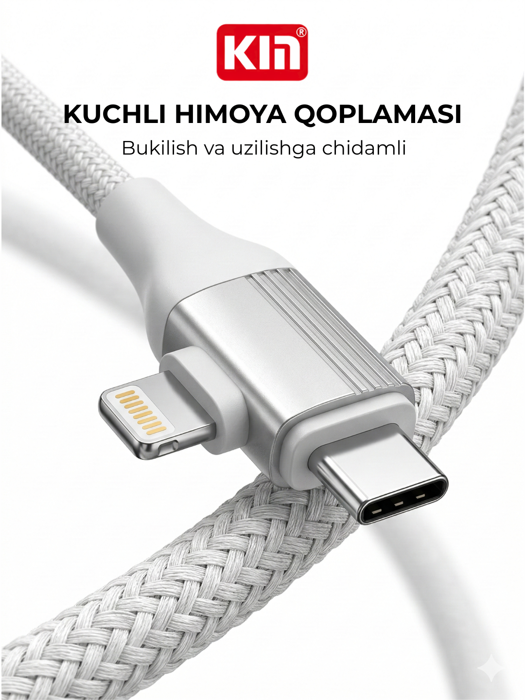 USB kabel KIN KS13 4-in-1 Type-C/Lightning/USB-A, tezkor zaryadlash 60W, 100 sm