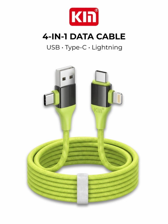 Дата-кабель KIN KS13 4-в-1 Type-C/Lightning/USB-A, быстрая зарядка 60W, 100 см - 
