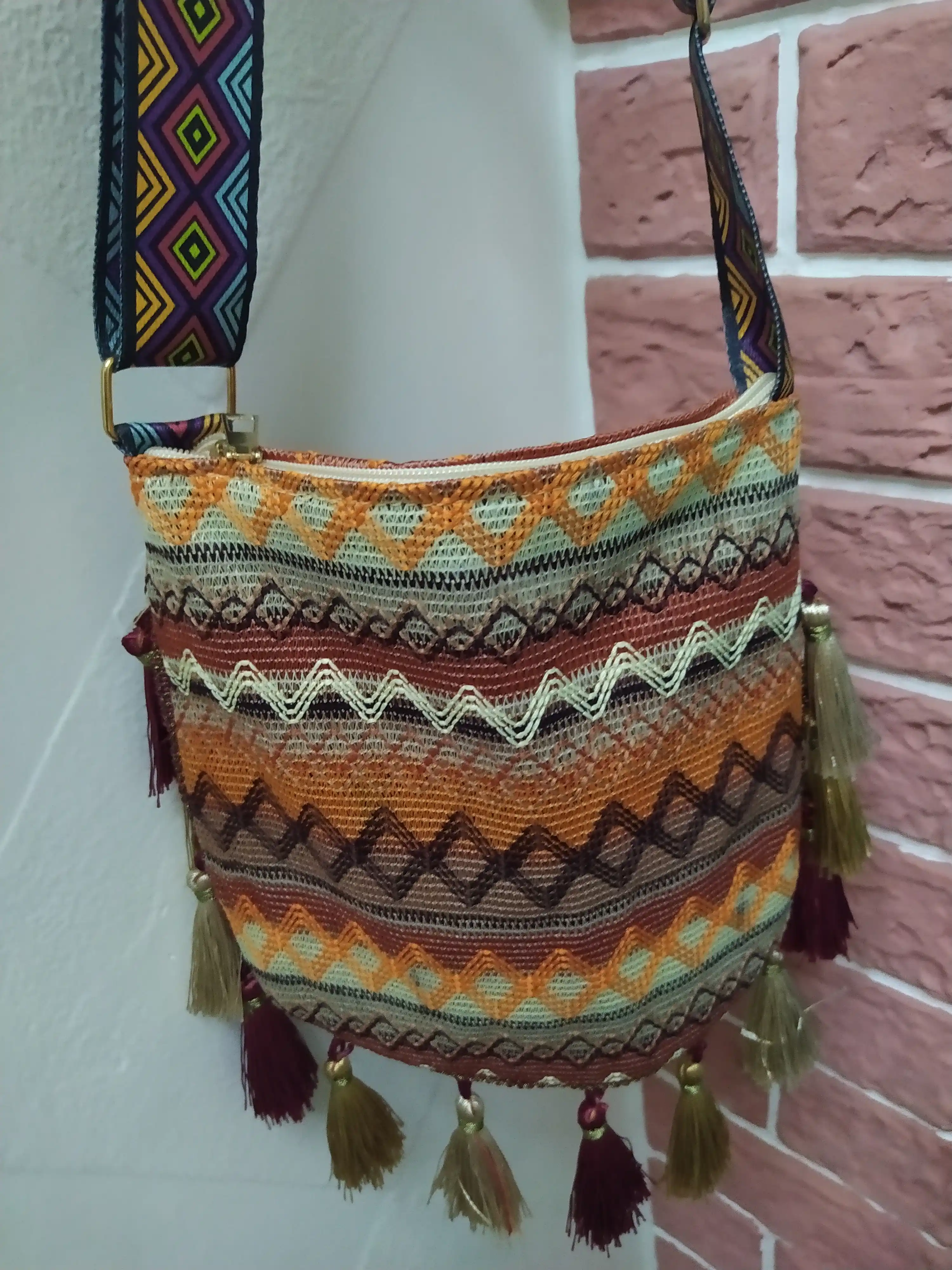 Sharqona boho uslubidagi ayollar sumkasi, kross bodi, tout