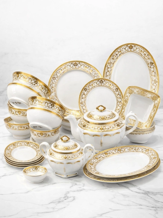 Набор фарфоровой посуды Golden Crown, 62 предмета, 12 персон, сервиз - 