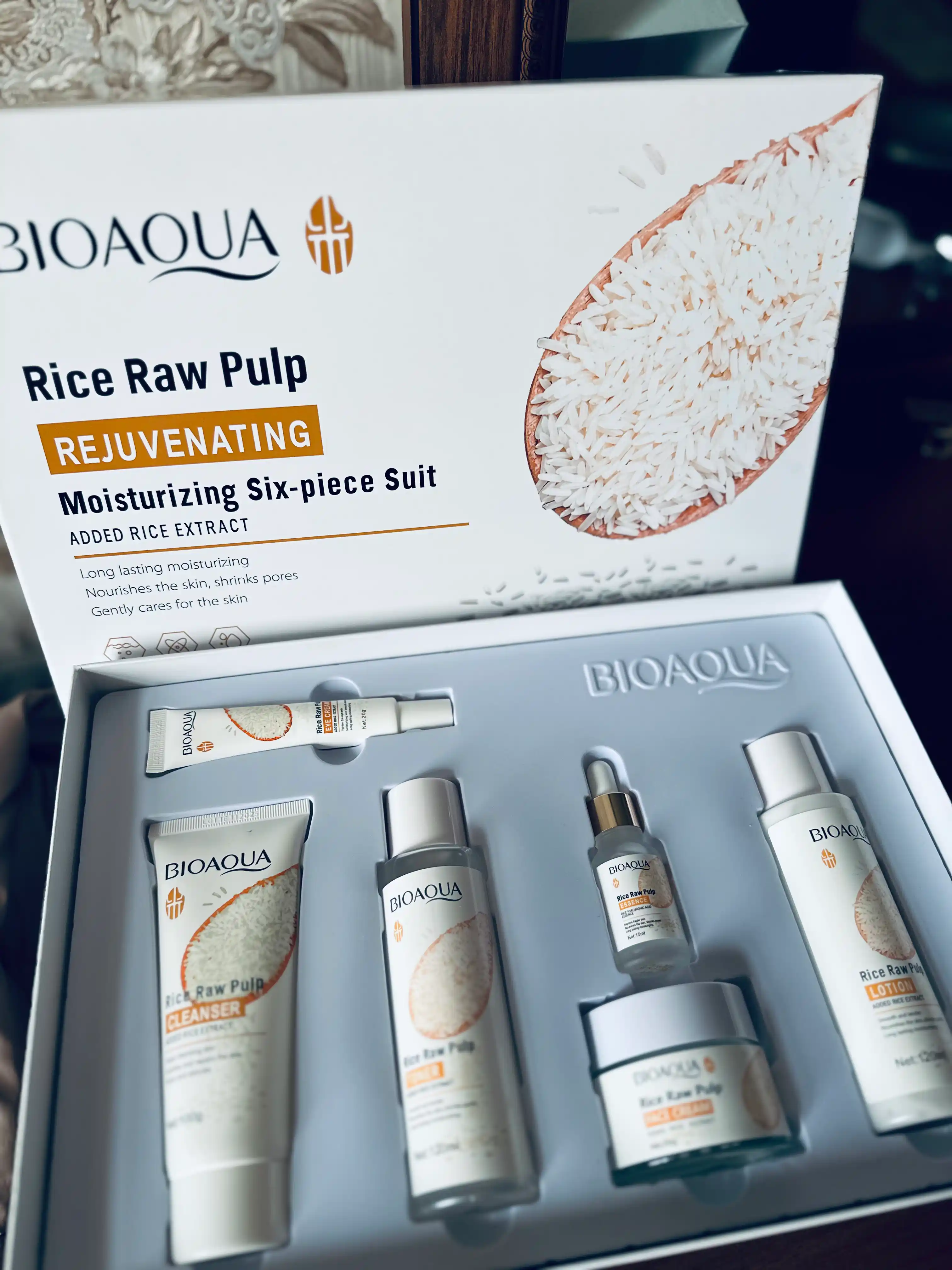Подарочный набор для ухода за лицом Bioaqua, 6 в 1, омолаживающий, с экстрактом риса