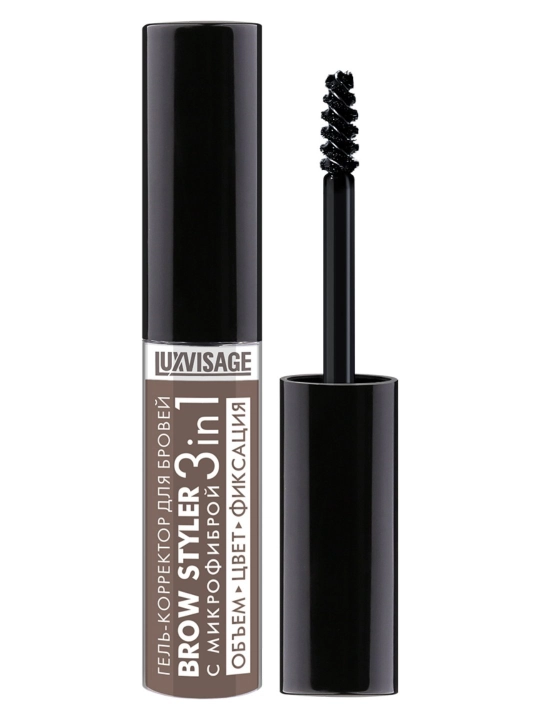 Brow styler, 3 tasi 1 da, mikrofiber qoshni tuzatuvchi gel, 5.5 g, LUXVISAGE