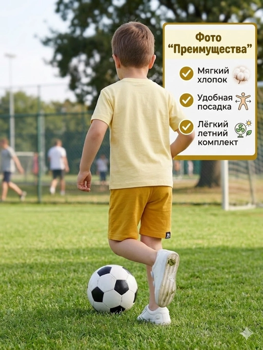 Костюм для мальчика летний, футболка и шорты, хлопок, детский комплект