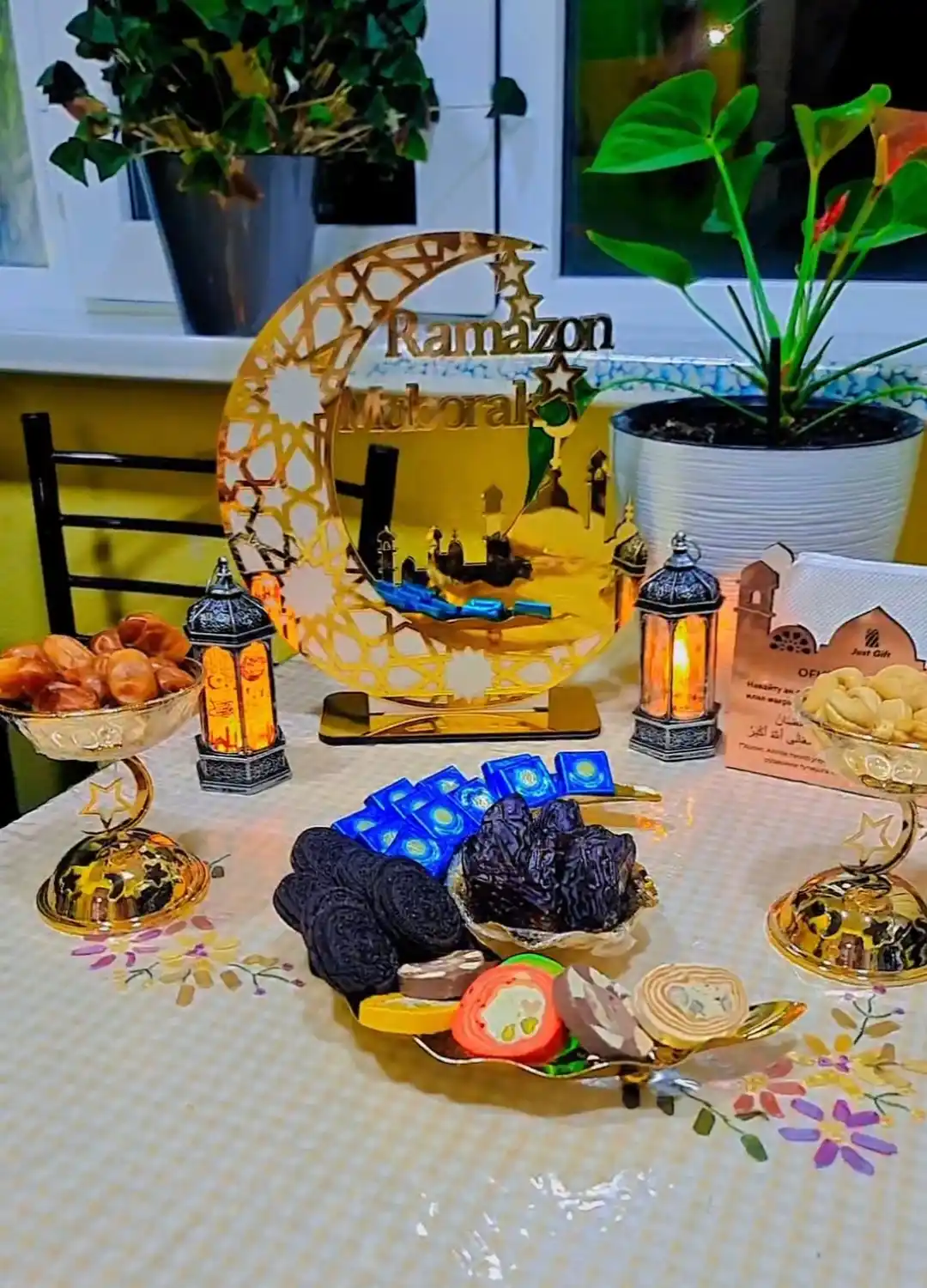 Ramazon bayrami bezagi, batareya chirog‘i, shamlar uchun, tungi chiroq, chiroq