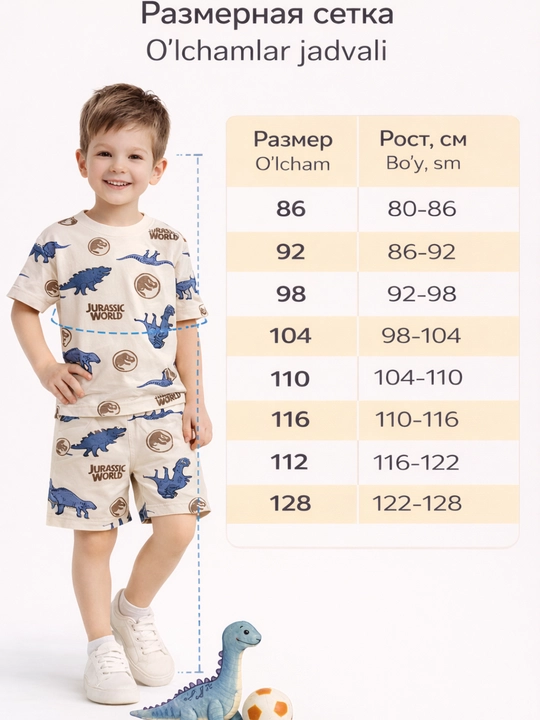 Костюм для мальчика летний, футболка и шорты, хлопок, детский комплект