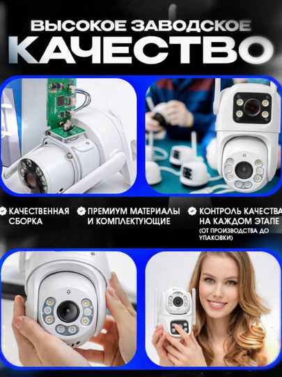 Wi-Fi камера видеонаблюдения с ночным видением, поворотом 360, датчиком движения
