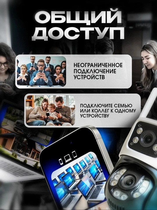 Wi-Fi камера видеонаблюдения с ночным видением, поворотом 360, датчиком движения