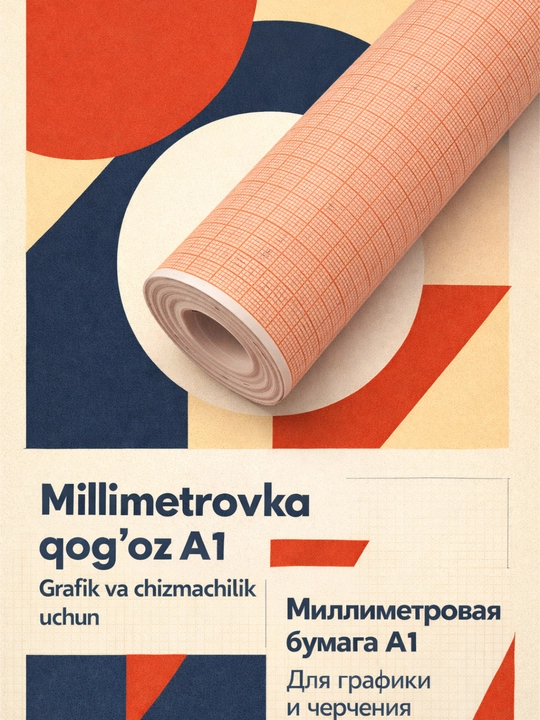 A1 millimetrovka qog‘oz, 594×841 mm, 20 va 40 varaq, grafik va chizmachilik uchun